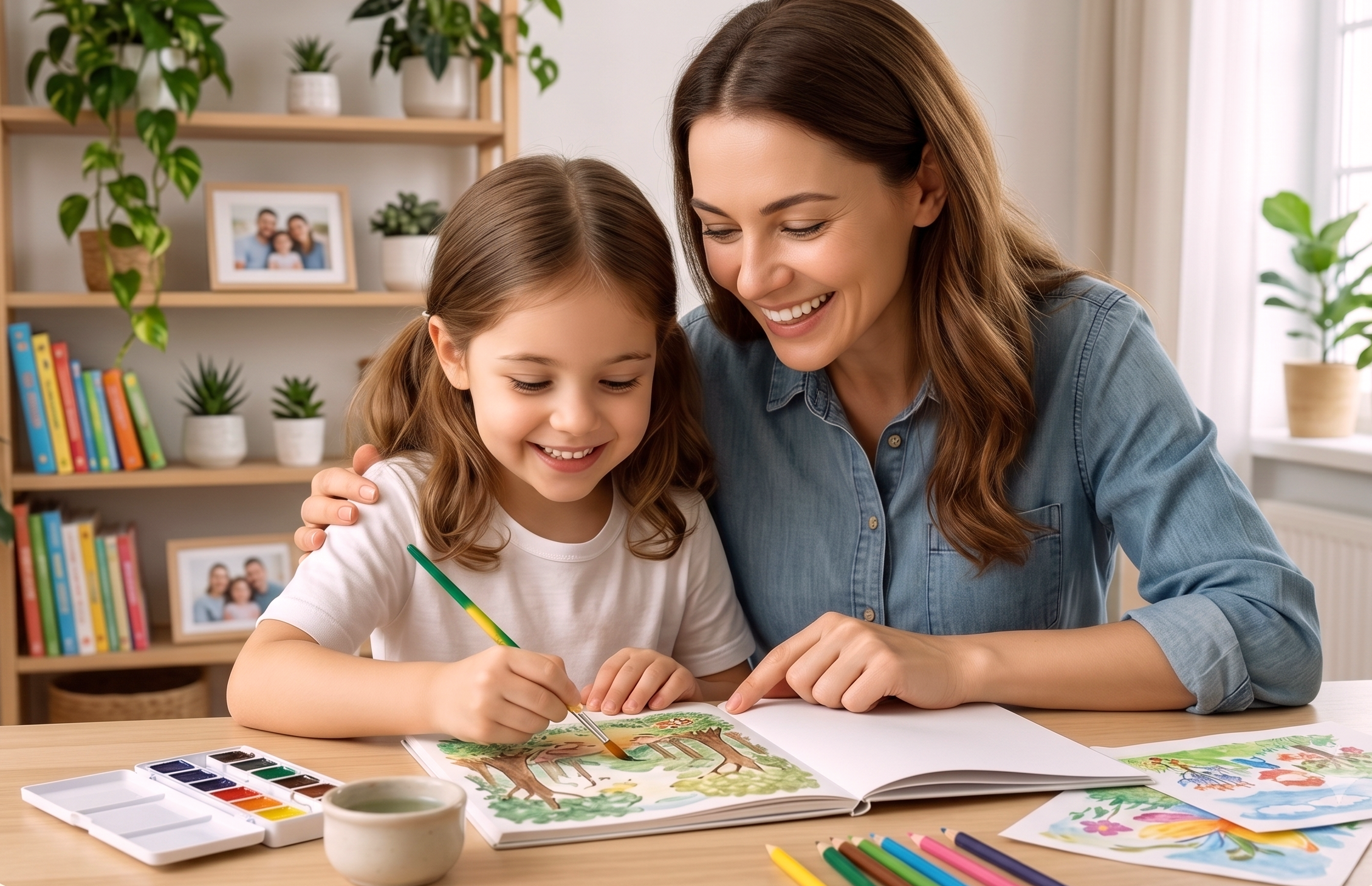 Maman et sa fille (3 à 10 ans) partageant une activité pour renforcer l'estime de soi